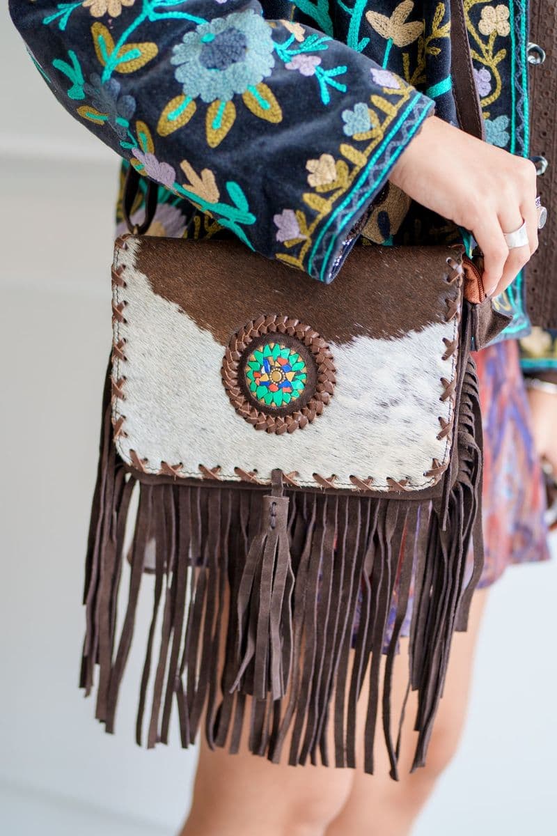 Bolso COW PIEDRAS, pieza hecha a mano de Diosa Soul