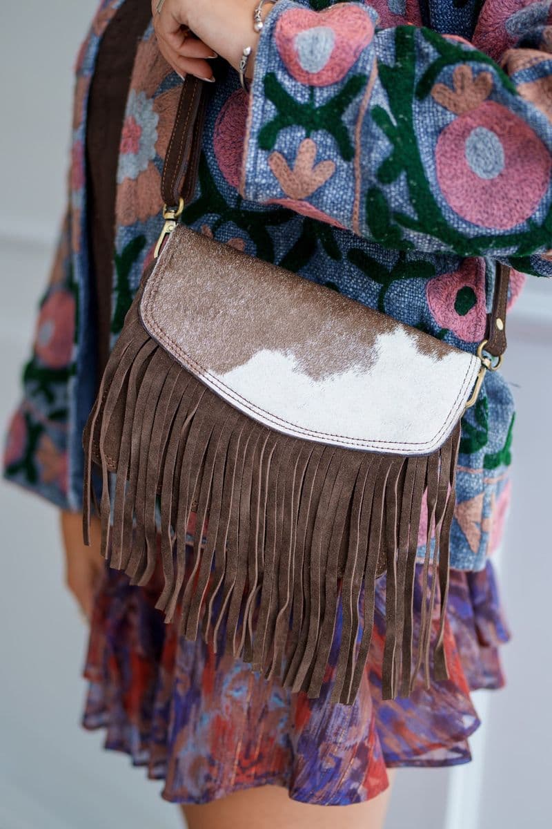Bolso COW CHIC FLECOS, pieza hecha a mano de Diosa Soul