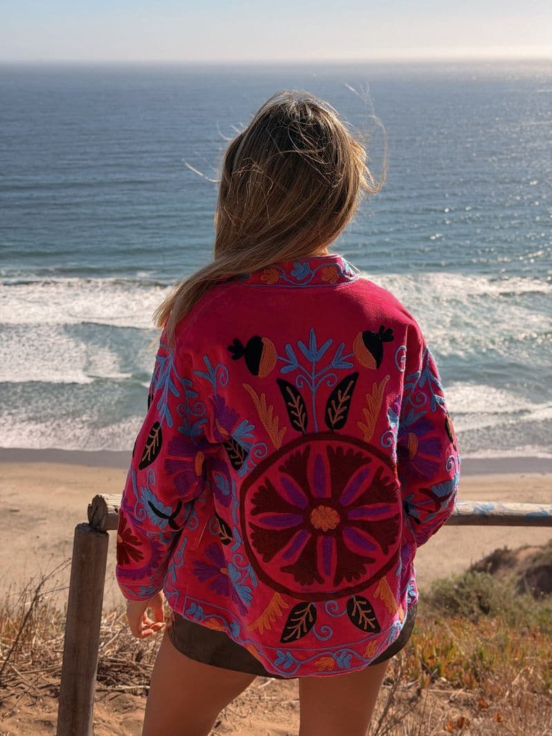 Chaqueta Chaqueta Mandala en rosado, pieza hecha a mano de Diosa Soul — vista 1 de 2