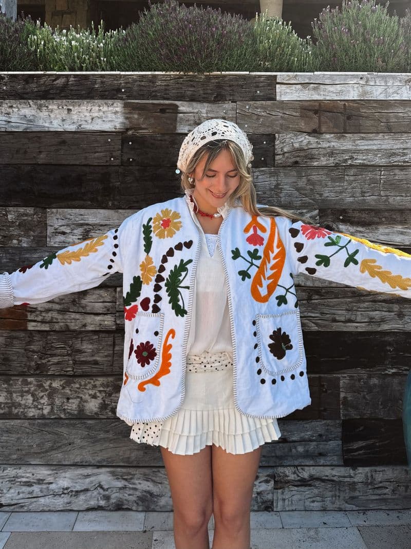 Chaqueta CHAQUETA LOVE en naranjo y verde, pieza hecha a mano de Diosa Soul — vista 1 de 6